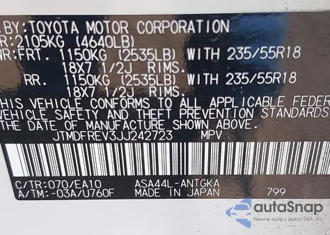 2018 Toyota Rav4 Limited из США, поврежденный, VIN JTMDFREV3JJ242723